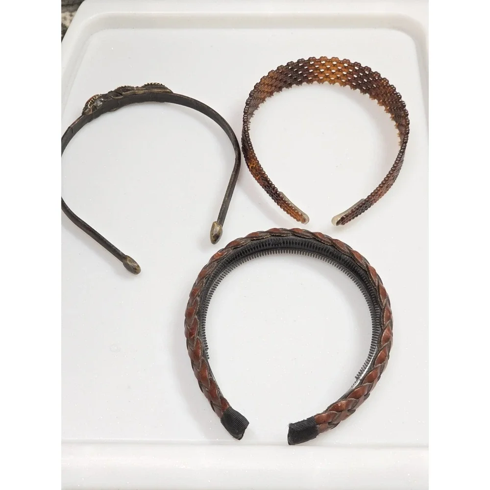 VTG 1990s Goody Brown Headbands BOHO EUC Hair Accessories 3 Pc Lot